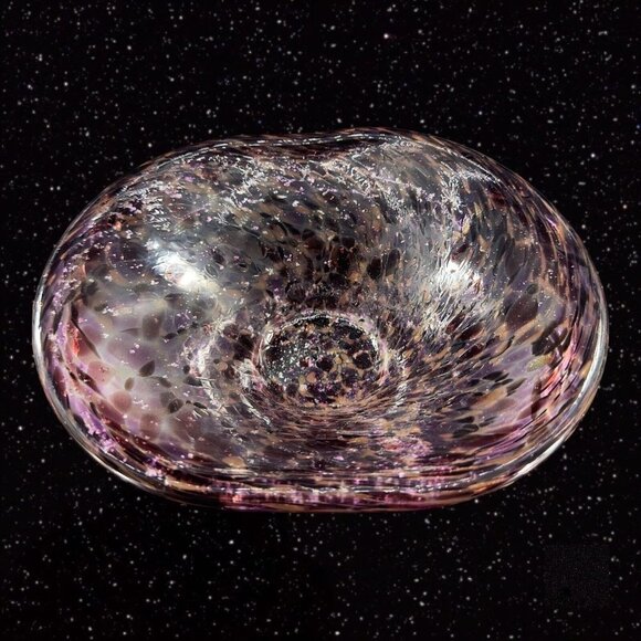 Julia Knight ARGENTO Amethyst Purple Oval Bowl Dish With Silver Flecks Signed - Picture 16 of 16
